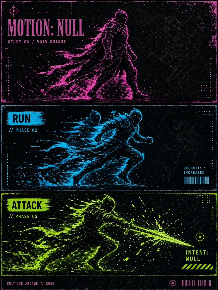 Estudios de motion walk run attack