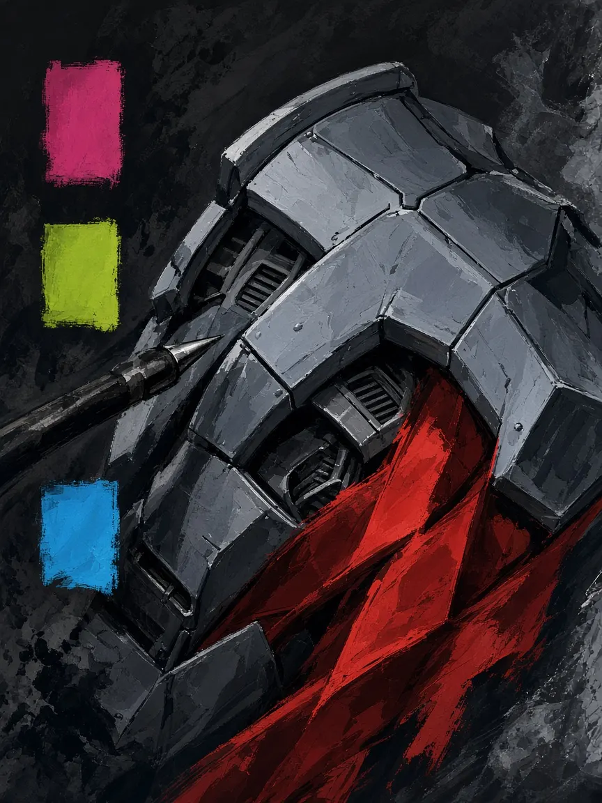 Pintura cel-shaded de casco y faja roja